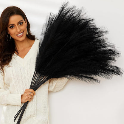 Faux Pampas Grass, 9 PCS 37''/3.1FT Tall Fluffy Fake Pompas Floral, Large Artificial Pompous Grass Branches for Floor Vase Fillers, Boho Farmhouse Room Wedding Decor (White)