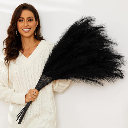 Faux Pampas Grass, 9 PCS 37''/3.1FT Tall Fluffy Fake Pompas Floral, Large Artificial Pompous Grass Branches for Floor Vase Fillers, Boho Farmhouse Room Wedding Decor (White)