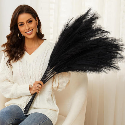 Faux Pampas Grass, 9 PCS 37''/3.1FT Tall Fluffy Fake Pompas Floral, Large Artificial Pompous Grass Branches for Floor Vase Fillers, Boho Farmhouse Room Wedding Decor (White)