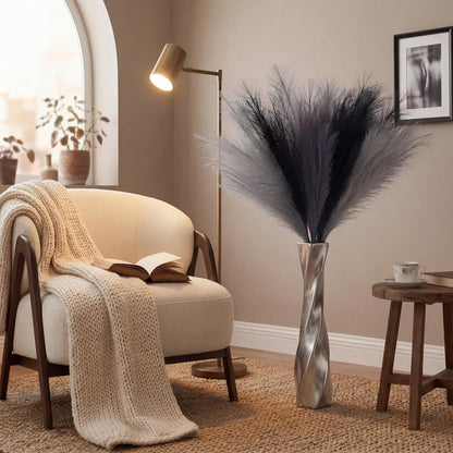 Faux Pampas Grass, 9 PCS 37''/3.1FT Tall Fluffy Fake Pompas Floral, Large Artificial Pompous Grass Branches for Floor Vase Fillers, Boho Farmhouse Room Wedding Decor (White)