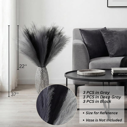 Faux Pampas Grass, 9 PCS 37''/3.1FT Tall Fluffy Fake Pompas Floral, Large Artificial Pompous Grass Branches for Floor Vase Fillers, Boho Farmhouse Room Wedding Decor (White)