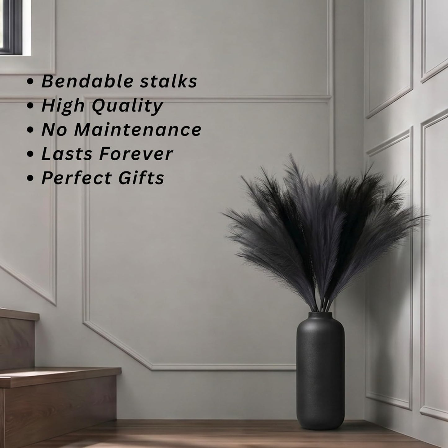 Faux Pampas Grass, 9 PCS 37''/3.1FT Tall Fluffy Fake Pompas Floral, Large Artificial Pompous Grass Branches for Floor Vase Fillers, Boho Farmhouse Room Wedding Decor (White)
