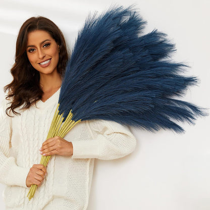Faux Pampas Grass, 9 PCS 37''/3.1FT Tall Fluffy Fake Pompas Floral, Large Artificial Pompous Grass Branches for Floor Vase Fillers, Boho Farmhouse Room Wedding Decor (White)