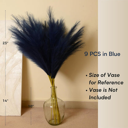 Faux Pampas Grass, 9 PCS 37''/3.1FT Tall Fluffy Fake Pompas Floral, Large Artificial Pompous Grass Branches for Floor Vase Fillers, Boho Farmhouse Room Wedding Decor (White)