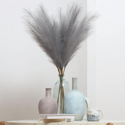 Faux Pampas Grass, 9 PCS 37''/3.1FT Tall Fluffy Fake Pompas Floral, Large Artificial Pompous Grass Branches for Floor Vase Fillers, Boho Farmhouse Room Wedding Decor (White)