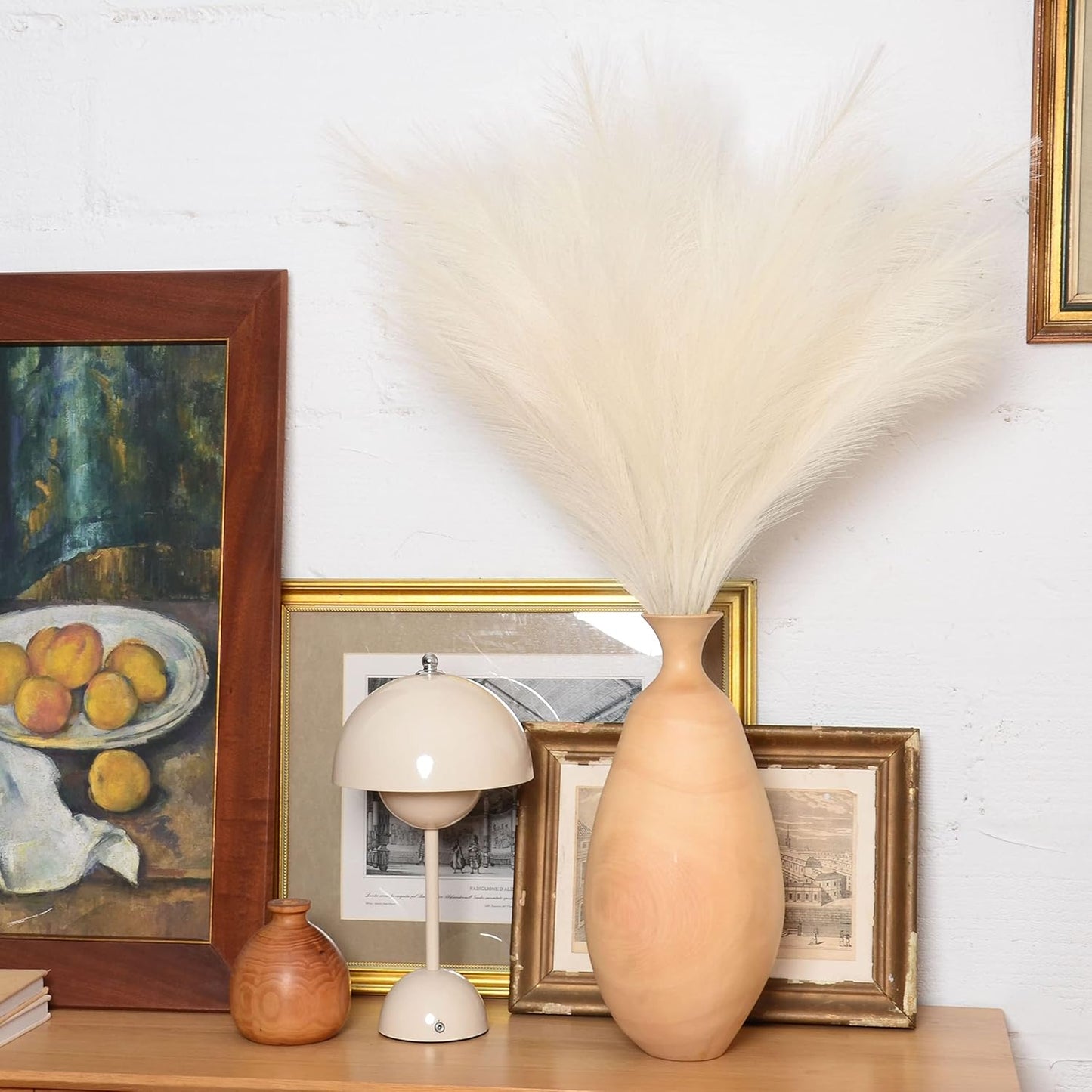 Faux Pampas Grass, 9 PCS 37''/3.1FT Tall Fluffy Fake Pompas Floral, Large Artificial Pompous Grass Branches for Floor Vase Fillers, Boho Farmhouse Room Wedding Decor (White)