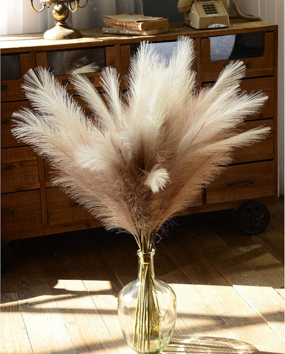 Faux Pampas Grass, 9 PCS 37''/3.1FT Tall Fluffy Fake Pompas Floral, Large Artificial Pompous Grass Branches for Floor Vase Fillers, Boho Farmhouse Room Wedding Decor (White)