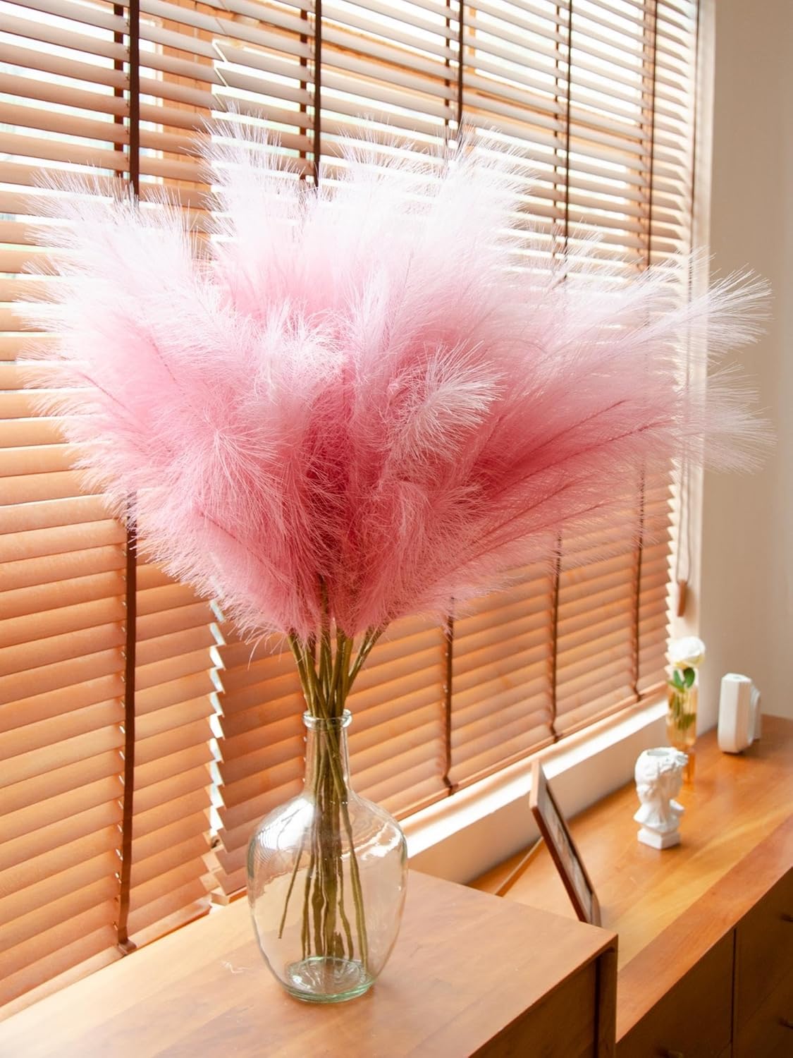 Faux Pampas Grass, 9 PCS 37''/3.1FT Tall Fluffy Fake Pompas Floral, Large Artificial Pompous Grass Branches for Floor Vase Fillers, Boho Farmhouse Room Wedding Decor (White)
