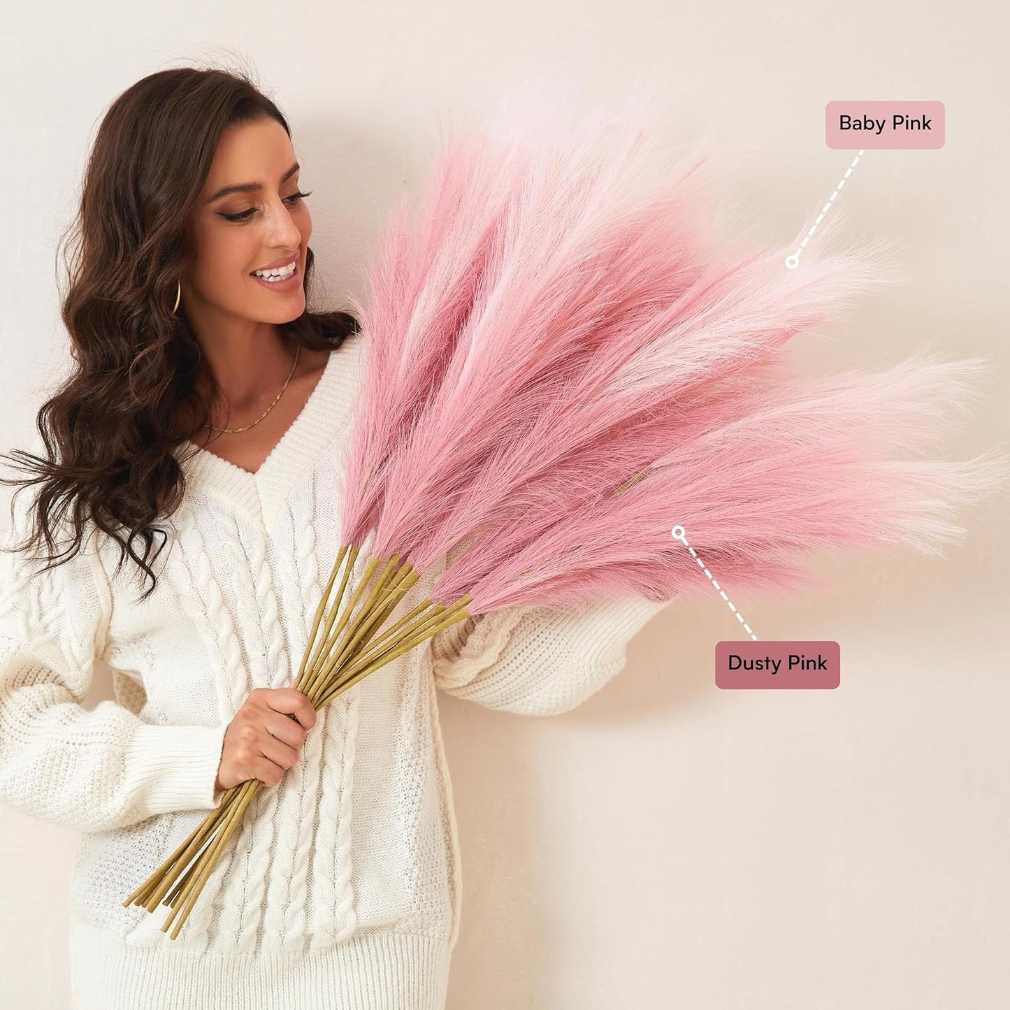 Faux Pampas Grass, 9 PCS 37''/3.1FT Tall Fluffy Fake Pompas Floral, Large Artificial Pompous Grass Branches for Floor Vase Fillers, Boho Farmhouse Room Wedding Decor (White)
