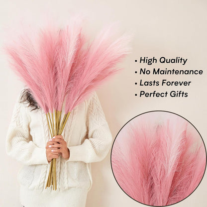 Faux Pampas Grass, 9 PCS 37''/3.1FT Tall Fluffy Fake Pompas Floral, Large Artificial Pompous Grass Branches for Floor Vase Fillers, Boho Farmhouse Room Wedding Decor (White)