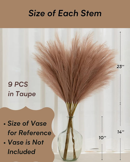 Faux Pampas Grass, 9 PCS 37''/3.1FT Tall Fluffy Fake Pompas Floral, Large Artificial Pompous Grass Branches for Floor Vase Fillers, Boho Farmhouse Room Wedding Decor (White)