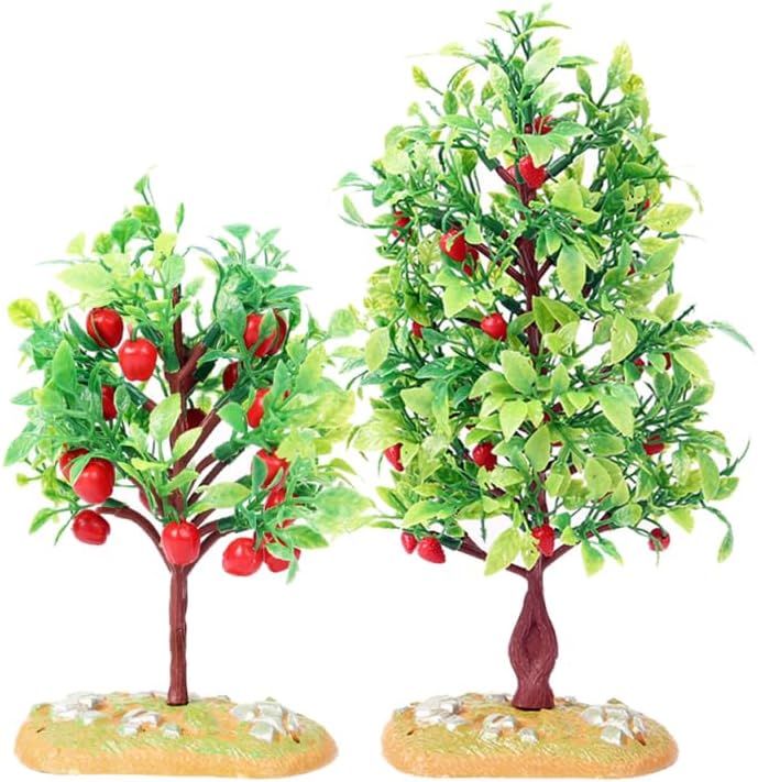 Miniature Fruit Tree Model 2 Piece Set Fake Mini Fruit Trees for Micro Landscape Decor Dollhouse Accessories Tabletop DIY Craft Simulated Tree Ornament 8.26 X 3.93 X 1.18 in