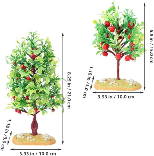 Miniature Fruit Tree Model 2 Piece Set Fake Mini Fruit Trees for Micro Landscape Decor Dollhouse Accessories Tabletop DIY Craft Simulated Tree Ornament 8.26 X 3.93 X 1.18 in