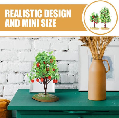 Miniature Fruit Tree Model 2 Piece Set Fake Mini Fruit Trees for Micro Landscape Decor Dollhouse Accessories Tabletop DIY Craft Simulated Tree Ornament 8.26 X 3.93 X 1.18 in