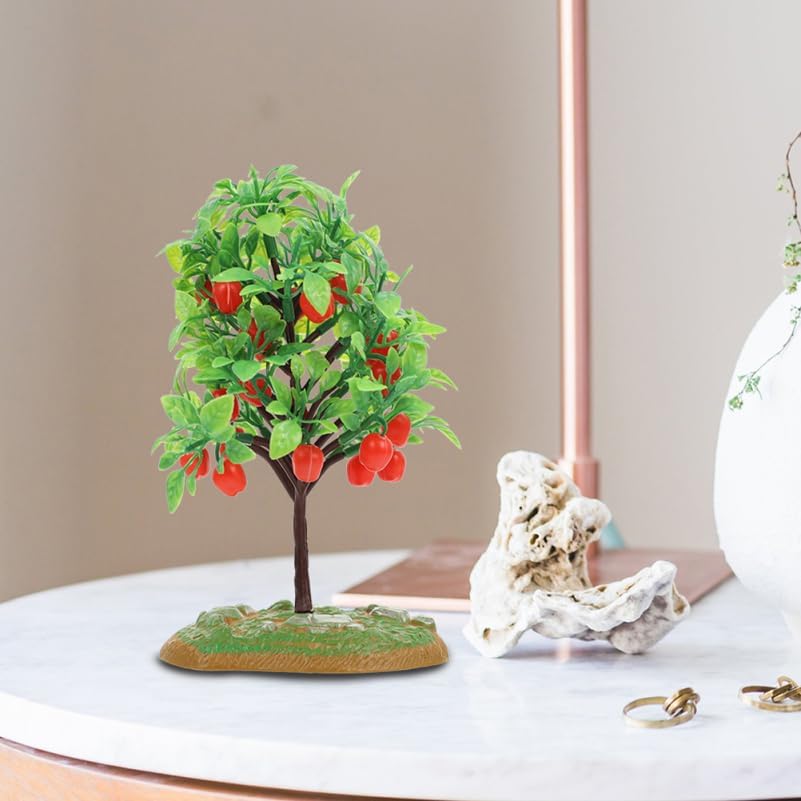 Miniature Fruit Tree Model 2 Piece Set Fake Mini Fruit Trees for Micro Landscape Decor Dollhouse Accessories Tabletop DIY Craft Simulated Tree Ornament 8.26 X 3.93 X 1.18 in