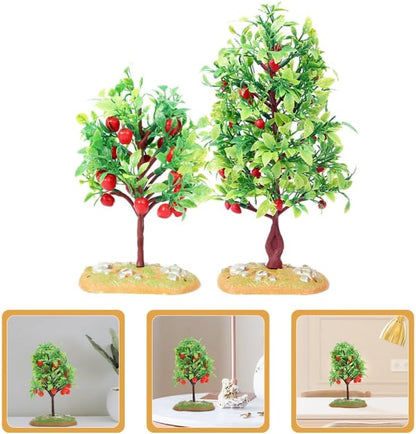 Miniature Fruit Tree Model 2 Piece Set Fake Mini Fruit Trees for Micro Landscape Decor Dollhouse Accessories Tabletop DIY Craft Simulated Tree Ornament 8.26 X 3.93 X 1.18 in