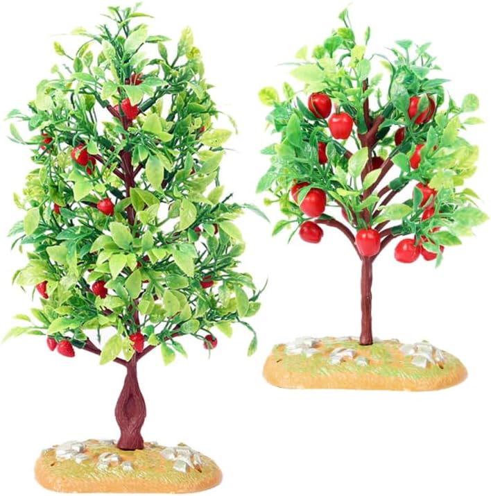 Miniature Fruit Tree Model 2 Piece Set Fake Mini Fruit Trees for Micro Landscape Decor Dollhouse Accessories Tabletop DIY Craft Simulated Tree Ornament 8.26 X 3.93 X 1.18 in