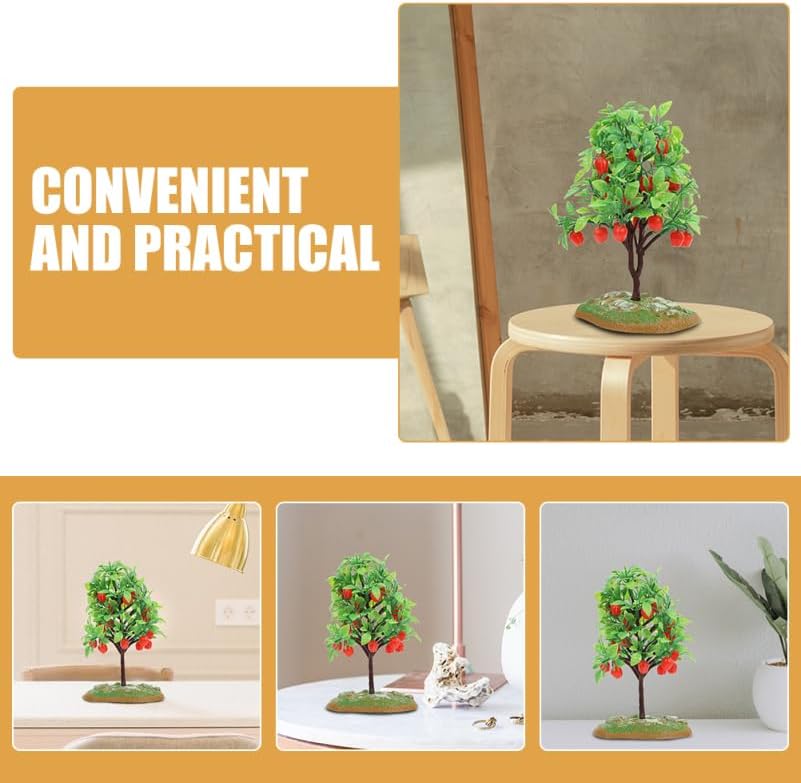 Miniature Fruit Tree Model 2 Piece Set Fake Mini Fruit Trees for Micro Landscape Decor Dollhouse Accessories Tabletop DIY Craft Simulated Tree Ornament 8.26 X 3.93 X 1.18 in