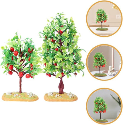 Miniature Fruit Tree Model 2 Piece Set Fake Mini Fruit Trees for Micro Landscape Decor Dollhouse Accessories Tabletop DIY Craft Simulated Tree Ornament 8.26 X 3.93 X 1.18 in