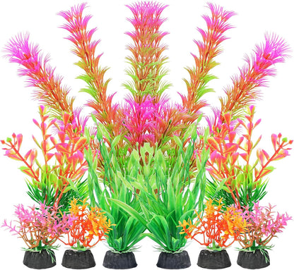 Artificial Fish Tank Plants, Aquarium Decorations, Purple Plastic Accessories, 10pcs
