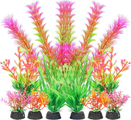 Artificial Fish Tank Plants, Aquarium Decorations, Purple Plastic Accessories, 10pcs