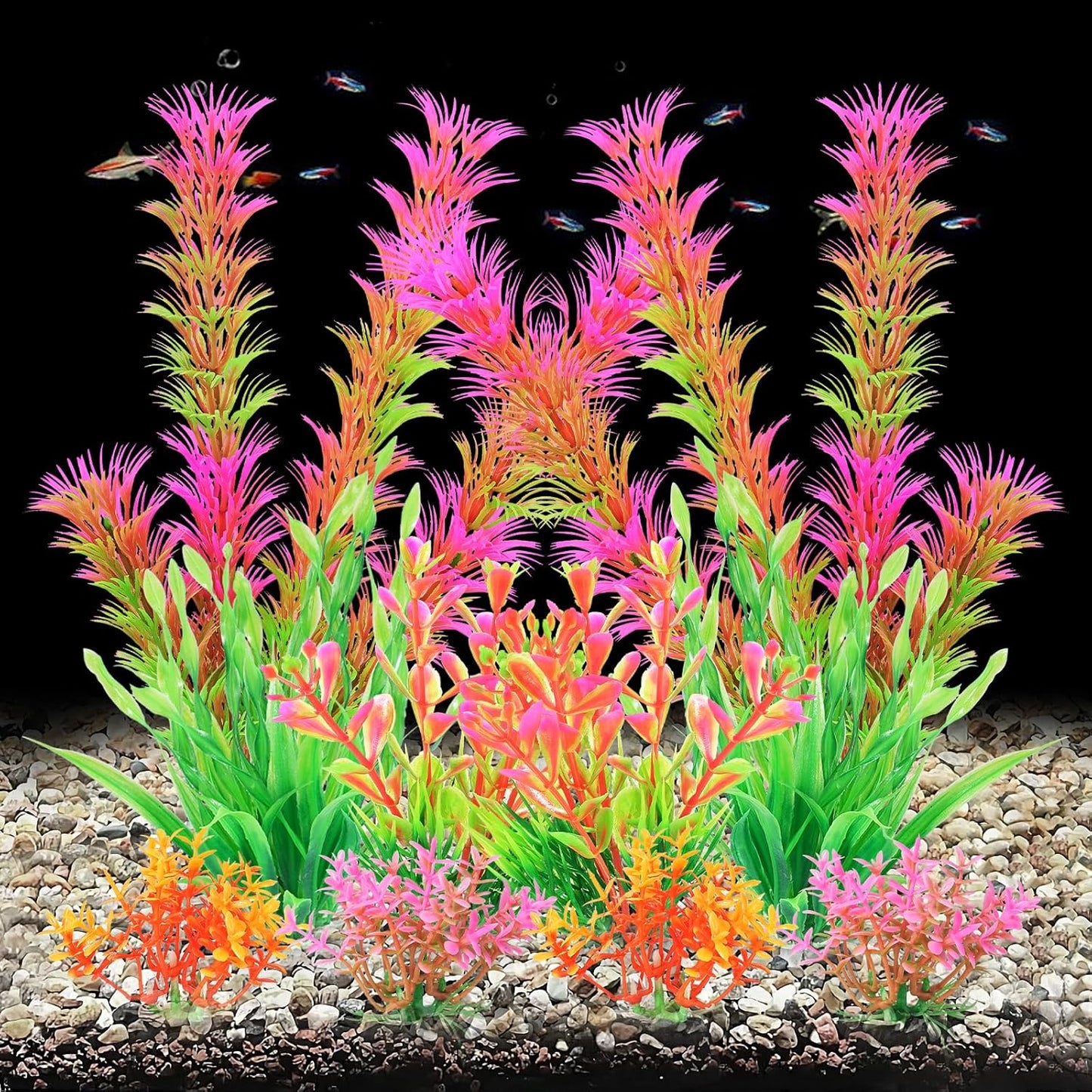 Artificial Fish Tank Plants, Aquarium Decorations, Purple Plastic Accessories, 10pcs