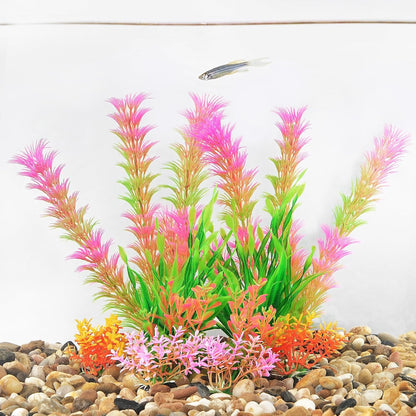 Artificial Fish Tank Plants, Aquarium Decorations, Purple Plastic Accessories, 10pcs