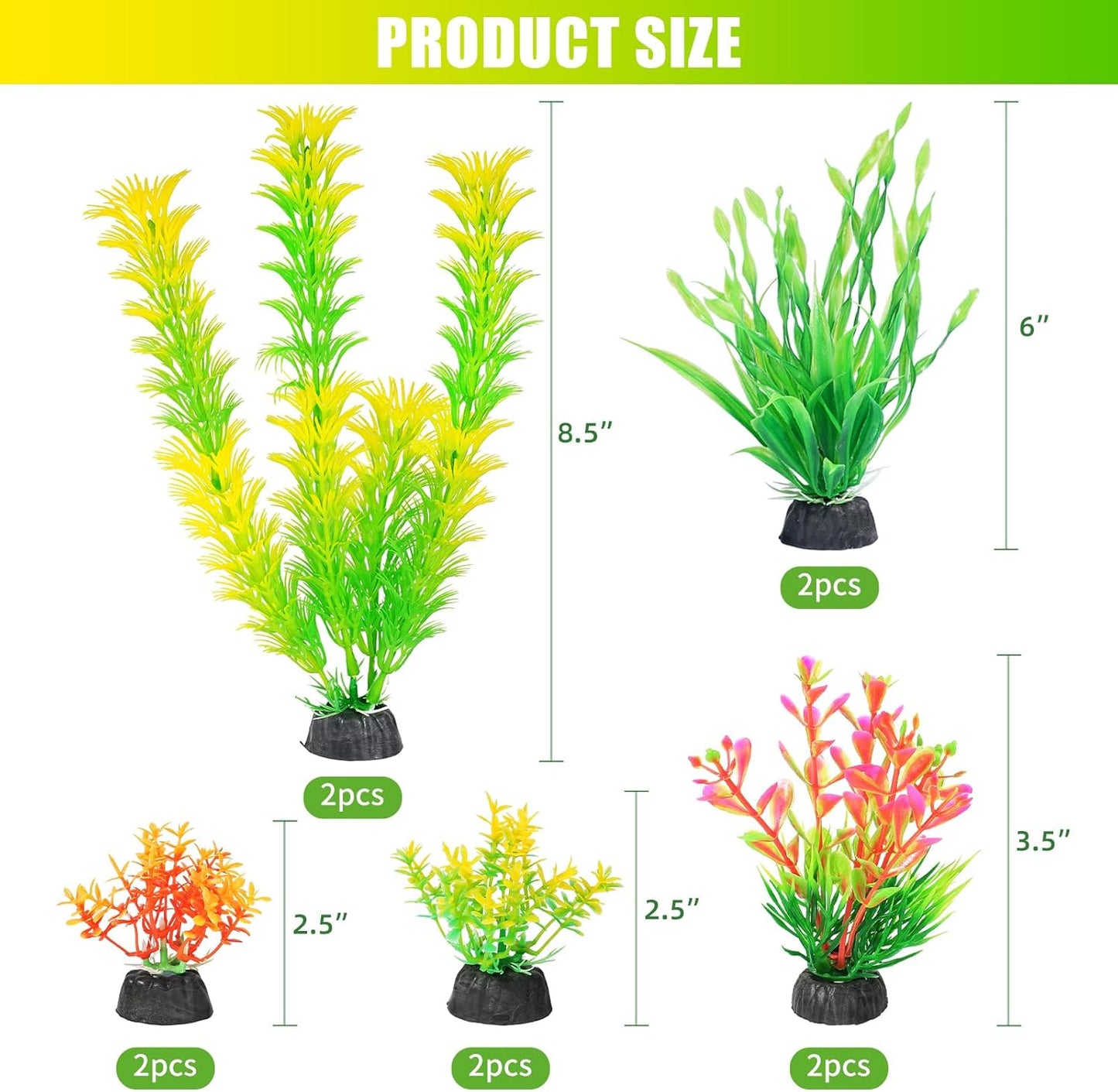 Artificial Fish Tank Plants, Aquarium Decorations, Purple Plastic Accessories, 10pcs