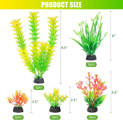 Artificial Fish Tank Plants, Aquarium Decorations, Purple Plastic Accessories, 10pcs