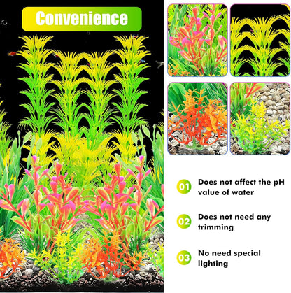 Artificial Fish Tank Plants, Aquarium Decorations, Purple Plastic Accessories, 10pcs