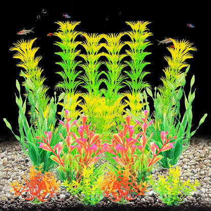 Artificial Fish Tank Plants, Aquarium Decorations, Purple Plastic Accessories, 10pcs