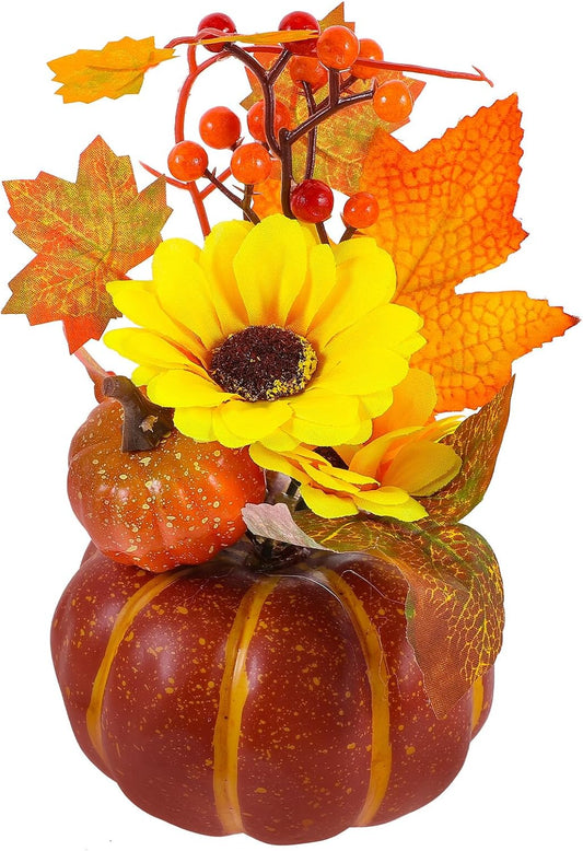 Simulation Sunflower Bouquet Halloween Season Pumpkin Ornament for Home