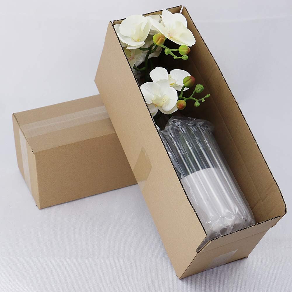 White Orchid Artificial Flowers in Pot, Fake Plastic Orchid Flowers, Decoration for Home Office Wedding(White 2 Bouquets)