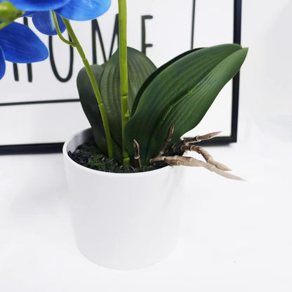 White Orchid Artificial Flowers in Pot, Fake Plastic Orchid Flowers, Decoration for Home Office Wedding(White 2 Bouquets)