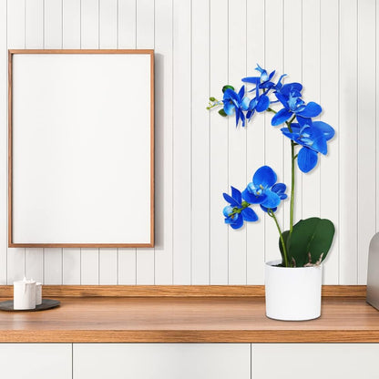 White Orchid Artificial Flowers in Pot, Fake Plastic Orchid Flowers, Decoration for Home Office Wedding(White 2 Bouquets)