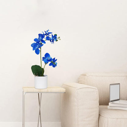 White Orchid Artificial Flowers in Pot, Fake Plastic Orchid Flowers, Decoration for Home Office Wedding(White 2 Bouquets)
