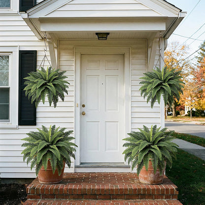 Fake Ferns - Set of 2 Faux Boston Ferns Large Artificial Plants, 40 Leaves per Bouquet, 35 Inches Large Artificial Ferns for Outdoors/Indoor Home, Office, Garden Decoration