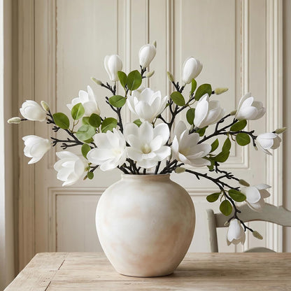 Set of 4 White 25 Inch Artificial Magnolia Flowers Branches