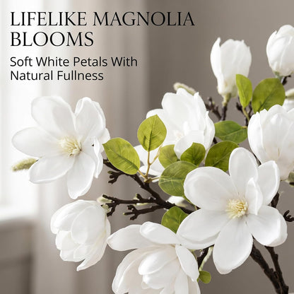 Set of 4 White 25 Inch Artificial Magnolia Flowers Branches