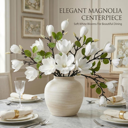 Set of 4 White 25 Inch Artificial Magnolia Flowers Branches
