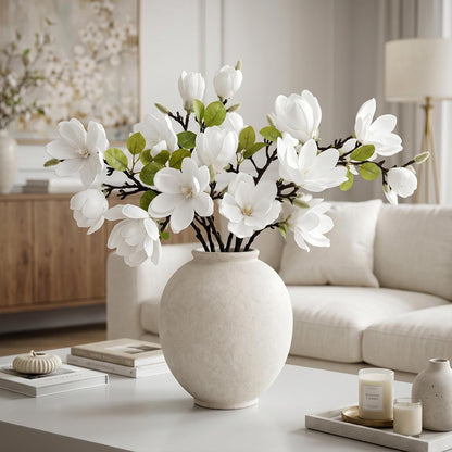 Set of 4 White 25 Inch Artificial Magnolia Flowers Branches