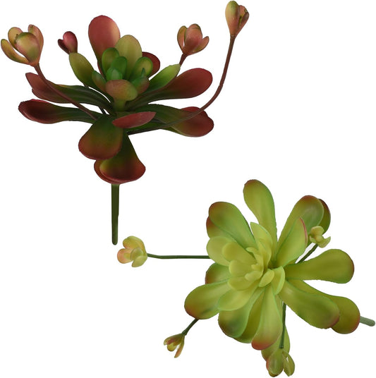 Artificial Succulents Plants 2PCS, Realistic Succulents Plants Faux Succulents for Craft Floral Decor for Greenhouse Party, Garden & Outdoor(Red, Green)