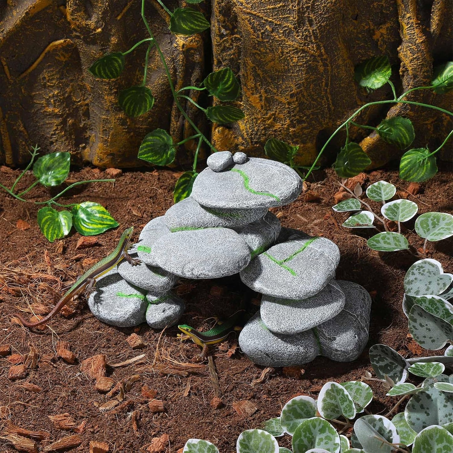 Resin Reptile Hides Pebble Shrimp Hides for Aquarium Tank Terrarium Reptile Rock Hide Fish Tank Caves and Hides Reptile Hideouts for Lizard Snake Gecko