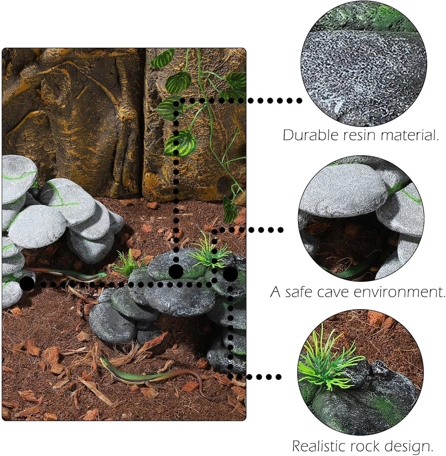 Resin Reptile Hides Pebble Shrimp Hides for Aquarium Tank Terrarium Reptile Rock Hide Fish Tank Caves and Hides Reptile Hideouts for Lizard Snake Gecko
