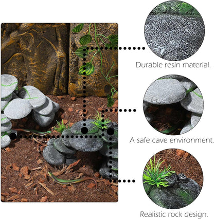 Resin Reptile Hides Pebble Shrimp Hides for Aquarium Tank Terrarium Reptile Rock Hide Fish Tank Caves and Hides Reptile Hideouts for Lizard Snake Gecko