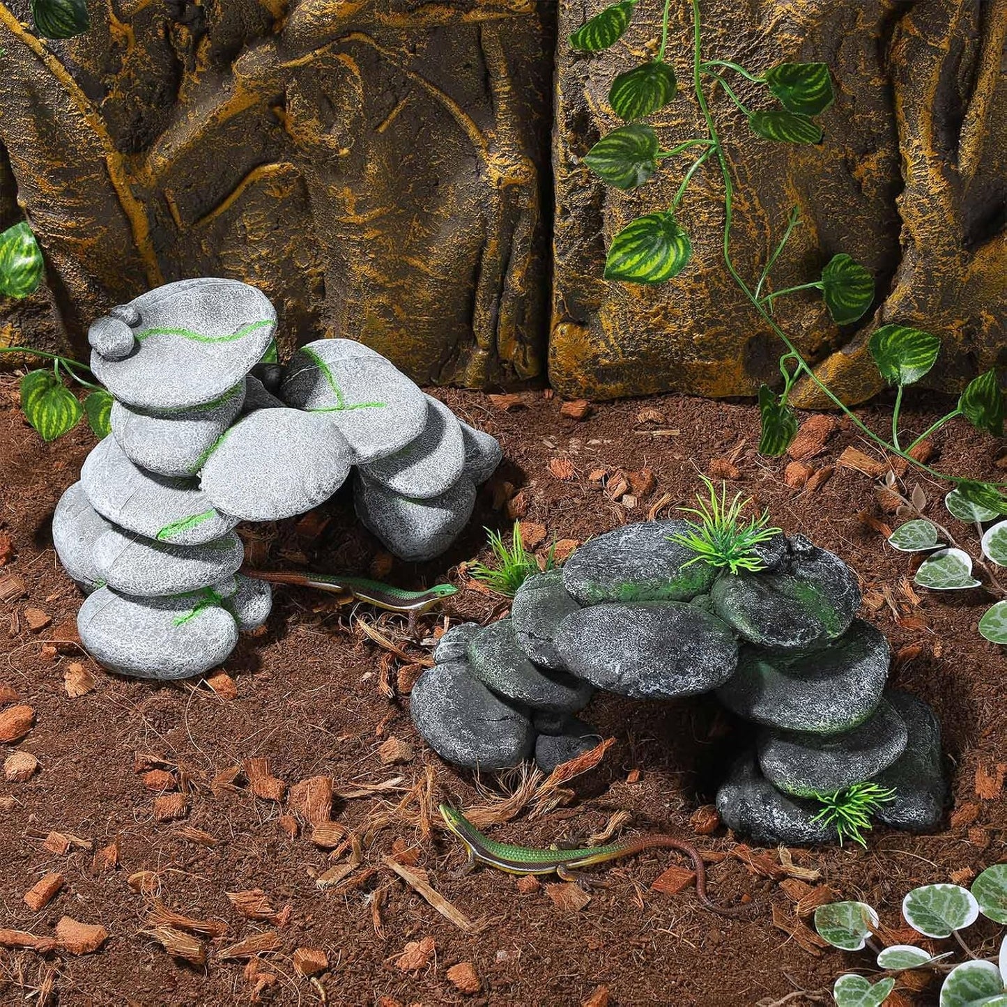 Resin Reptile Hides Pebble Shrimp Hides for Aquarium Tank Terrarium Reptile Rock Hide Fish Tank Caves and Hides Reptile Hideouts for Lizard Snake Gecko