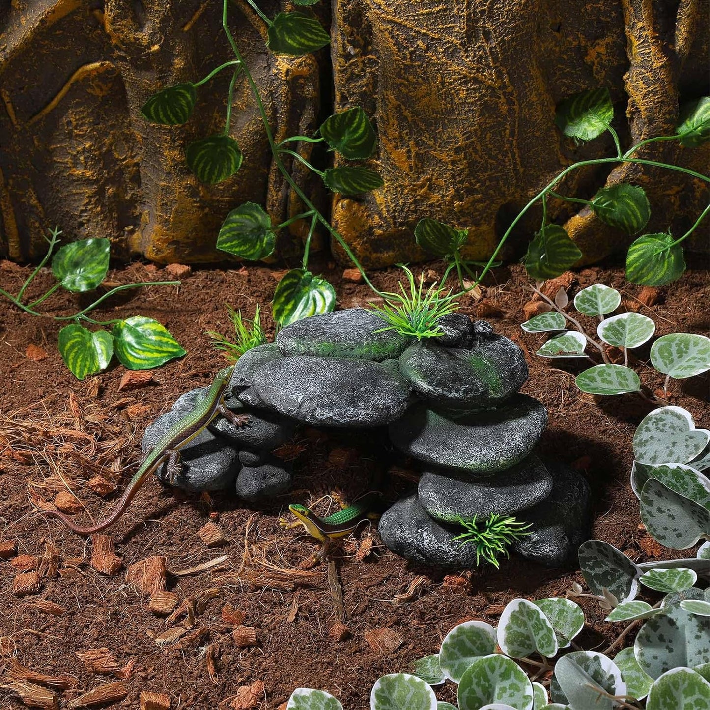 Resin Reptile Hides Pebble Shrimp Hides for Aquarium Tank Terrarium Reptile Rock Hide Fish Tank Caves and Hides Reptile Hideouts for Lizard Snake Gecko