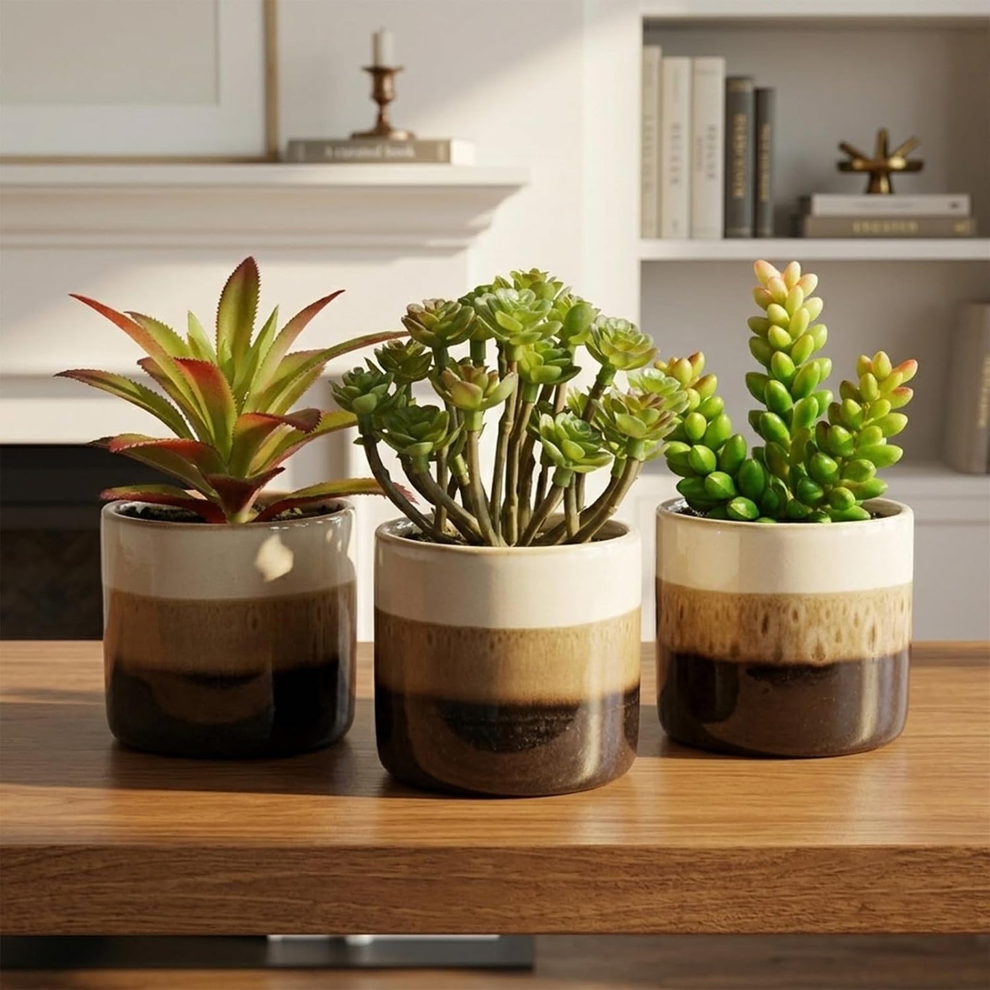 8-Inch Artificial Rosemary Plant, Small Faux Potted Greenery | Small realistic plastic faux shrub pot for indoor home, office, shelf, table, kitchen, and bathroom wall decor.