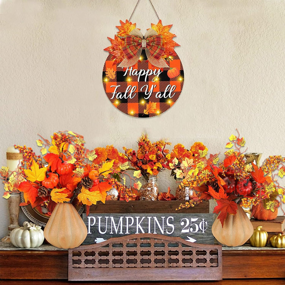 3pcs Thanksgiving Decorative Cuttings, Artificial Plant Cuttings, Maple Leaf Pumpkin Elements,Small Fall Fake Plant,for Farmhouse Home Party Thanksgiving Day Halloween