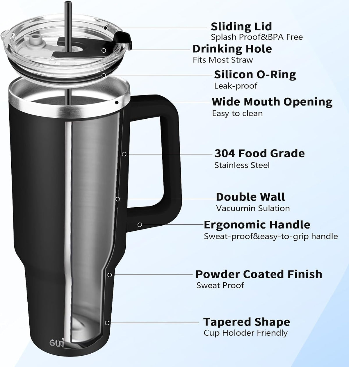 30 oz Tumbler with Handle, Stainless Steel Insulated Tumbler with Lid and Straw, Double Wall Vacuum Coffee Mug Tumbler, Insulated Coffee Thermal Cup for Cold and Hot (Yellow)